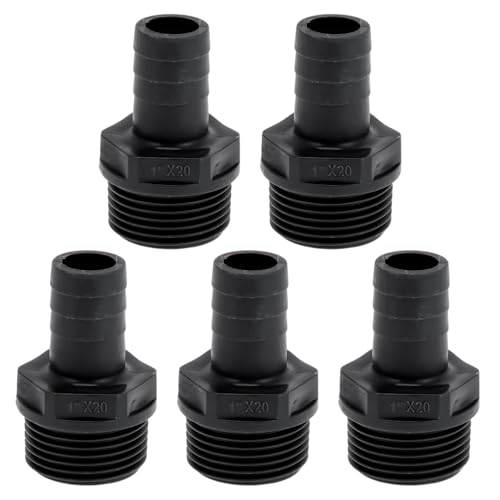 Hihaha Kunststoff-Schlauchstutzen 25/32" 1/2" BSPT Männliches Gewinde Gerader Rohrverbinder 5 Stück von Hihaha