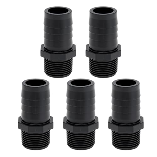 Hihaha Kunststoff-Schlauchstutzen 25mm / 63/64" 1/2" BSPT Männliches Gewinde Gerader Rohrverbinder 5 Stück Hihaha Kunststoff-Schlauchstutzen 25mm / 63/64" 1/2" BSPT Männliches Gewinde Gerader Rohrverbinder 5 Stück von Hihaha