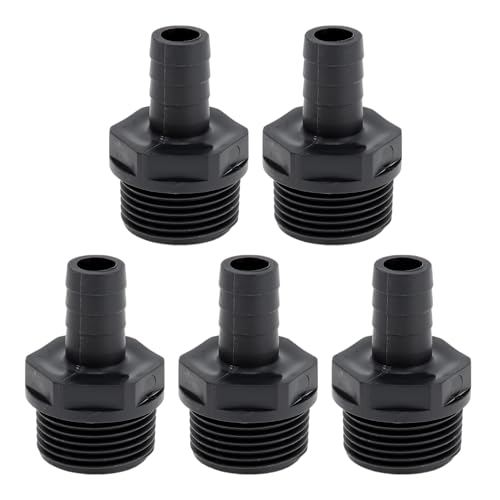 Hihaha Kunststoff-Schlauchstutzen 5/8" 1/2" BSPT Männliches Gewinde Gerader Rohrverbinder 5 Stück von Hihaha