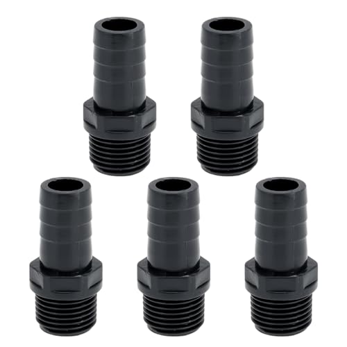 Hihaha Kunststoff-Schlauchstutzen 5/8" 1" BSPT Männliches Gewinde Gerader Rohrverbinder 5 Stück Hihaha Kunststoff-Schlauchstutzen 5/8" 1" BSPT Männliches Gewinde Gerader Rohrverbinder 5 Stück von Hihaha