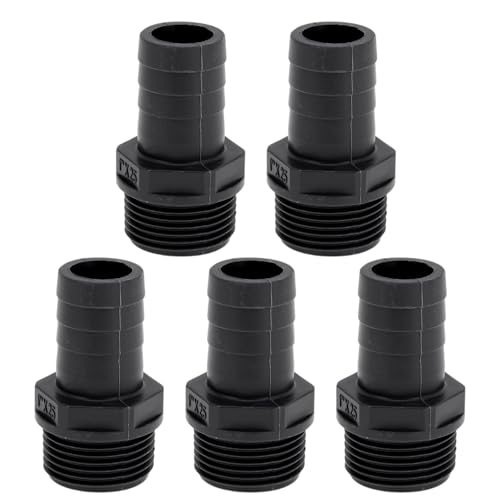 Hihaha Kunststoff-Schlauchstutzen 63/64" 1/2" BSPT Männliches Gewinde Gerader Rohrverbinder 5 Stück von Hihaha