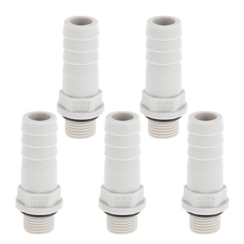 Hihaha Kunststoff-Schlauchstutzenverbinder 25/64" 1/8"G Männliches Gewinde Gerader Rohrverbinder Grau Weiß 5 Stück von Hihaha
