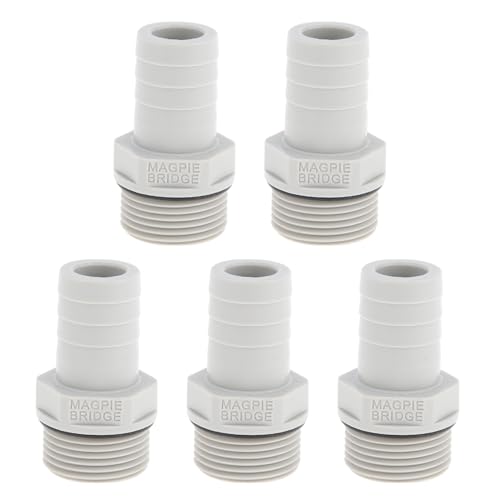 Hihaha Kunststoff-Schlauchstutzenverbinder 3/4" 3/4" G Männliches Gewinde Gerader Rohrverbinder Grau Weiß 5 Stück von Hihaha