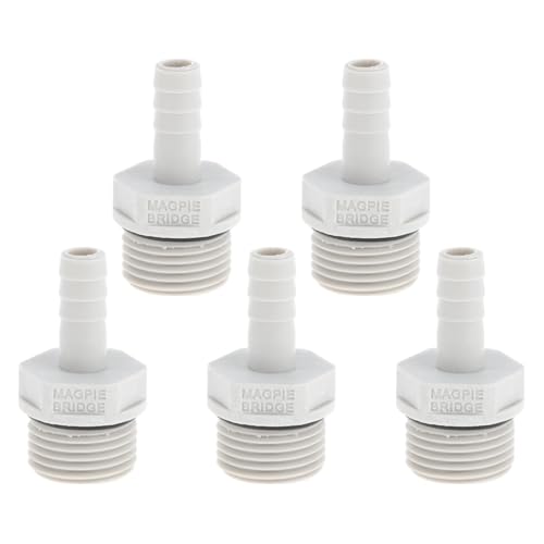 Hihaha Kunststoff-Schlauchstutzenverbinder 5/16" 1/2" G Männliches Gewinde Gerader Rohrverbinder Grau Weiß 5 Stück von Hihaha