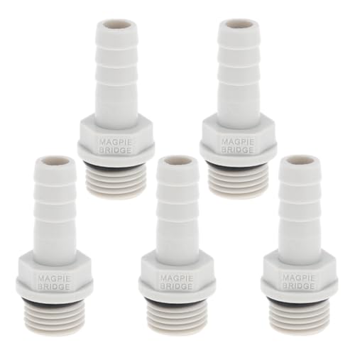 Hihaha Kunststoff-Schlauchstutzenverbinder 5/16" 1/4" G Männliches Gewinde Gerader Rohrverbinder Grau Weiß 5 Stück von Hihaha