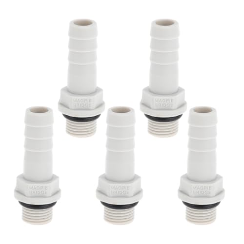 Hihaha Kunststoff-Schlauchstutzenverbinder 5/16" 1/8" G Männliches Gewinde Gerader Rohrverbinder Grau Weiß 5 Stück von Hihaha