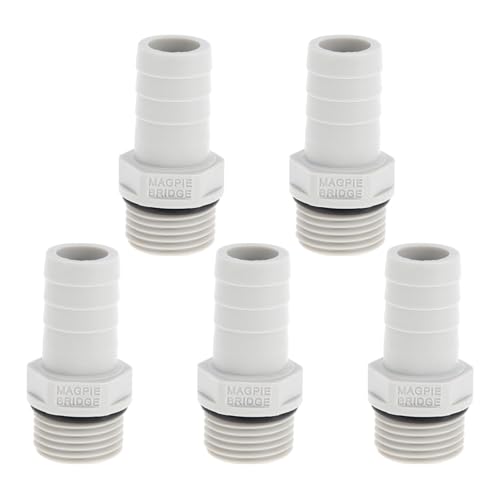 Hihaha Kunststoff-Schlauchstutzenverbinder 5/8" 1/2"G Männliches Gewinde Gerader Rohrverbinder Grau Weiß 5 Stück von Hihaha