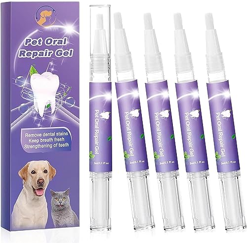 Mundreparaturgel für Haustiere, beseitigt Mundgeruch, bekämpft Zahnstein, ohne Zähneputzen, Gel-Pflegereiniger zur Atemerfrischung für Haustiere, Reinigungsstift für die Zähne von Haustieren (5PCS) von Hikaka