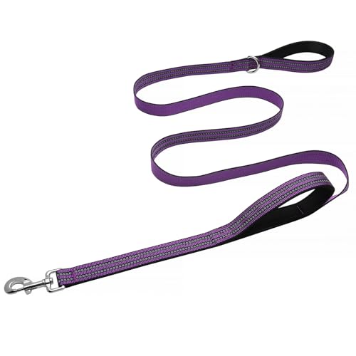 Hikiko Hundeleine mit zwei Griffen, strapazierfähig, reflektierend, stark, für Spaziergänge und Training, 122 cm, Violett von Hikiko