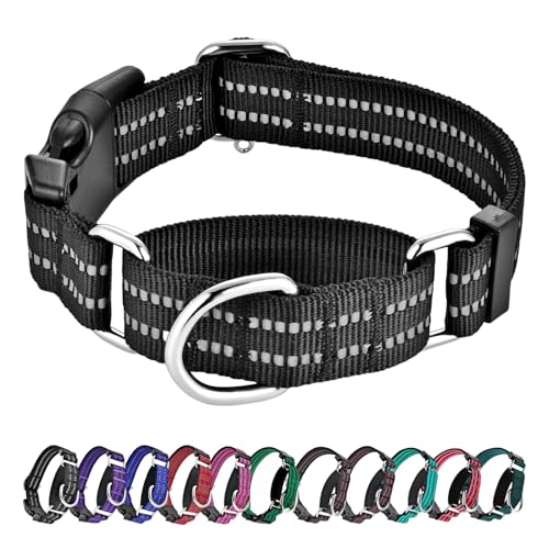 Hikiko Martingale Halsband für Hunde, reflektierend, Nylon, mit Schnellverschluss-Schnalle, verstellbar, Training, rutschfest, Größe M, Schwarz Hikiko Martingale Halsband für Hunde, reflektierend, Nylon, mit Schnellverschluss-Schnalle, verstellbar, Training, rutschfest, Größe M, Schwarz von Hikiko