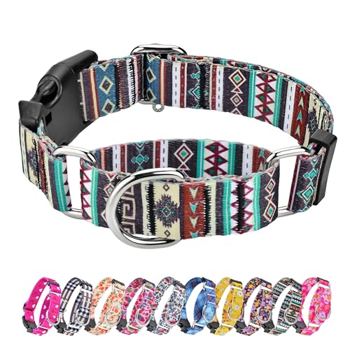 Hikiko Martingale Halsband für Hunde mit Bohemia-Stammes-Muster, weiches Nylon, Starkes Hundehalsband für kleine, mittelgroße und große Hunde, Spaziergangstraining (Tribal, M) von Hikiko