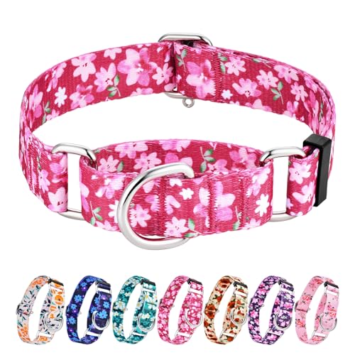 Hikiko Martingale Halsband für Hunde ohne Schnalle, Designer-Hundehalsband mit Blumenmuster, Nylon, kein Ziehen, Hundehalsband für Welpen, Japanisches Rosa, Größe XS Hikiko Martingale Halsband für Hunde ohne Schnalle, Designer-Hundehalsband mit Blumenmuster, Nylon, kein Ziehen, Hundehalsband für Welpen, Japanisches Rosa, Größe XS von Hikiko