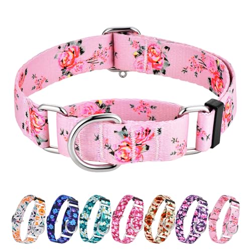 Hikiko Martingale Halsband für Hunde ohne Schnalle, rosa Blumenmuster, für Hündinnen, niedliches Mädchen, Hundehalsband für Welpen, Rosa, Größe XS Hikiko Martingale Halsband für Hunde ohne Schnalle, rosa Blumenmuster, für Hündinnen, niedliches Mädchen, Hundehalsband für Welpen, Rosa, Größe XS von Hikiko