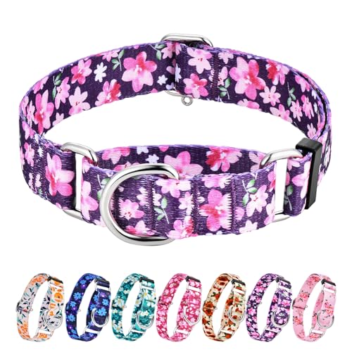 Hikiko Martingale Halsband für Hunde ohne Schnalle, violettes Blumenmuster, süßes Mädchen-Hundehalsband für extra kleine Hunde, Japan-Violett, Größe XS Hikiko Martingale Halsband für Hunde ohne Schnalle, violettes Blumenmuster, süßes Mädchen-Hundehalsband für extra kleine Hunde, Japan-Violett, Größe XS von Hikiko