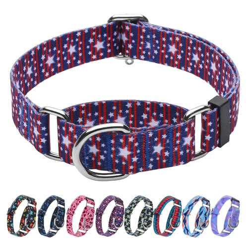 Hikiko Martingale-Halsband mit amerikanischer Flagge, ohne Schnalle, weiches Nylon, für mittelgroße Hunde, blauer Sternstreifen, Größe M Hikiko Martingale-Halsband mit amerikanischer Flagge, ohne Schnalle, weiches Nylon, für mittelgroße Hunde, blauer Sternstreifen, Größe M von Hikiko
