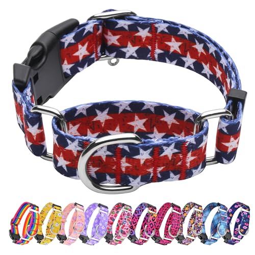 Hikiko Martingale-Halsband mit amerikanischer Flagge, verstellbar, weiches Nylon, für kleine, mittelgroße und große Hunde (Stern, S) von Hikiko