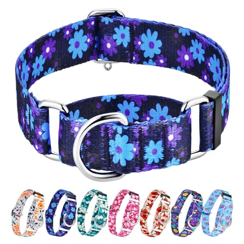 Hikiko Martingale-Halsband ohne Schnalle, strapazierfähig, für mittelgroße und große Hunde, marineblaue Blume, 3,8 cm Hikiko Martingale-Halsband ohne Schnalle, strapazierfähig, für mittelgroße und große Hunde, marineblaue Blume, 3,8 cm von Hikiko