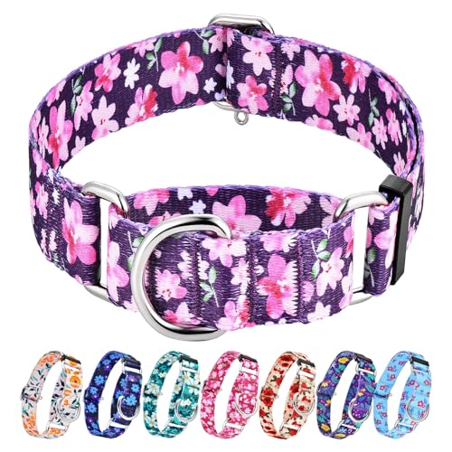 Hikiko Martingale-Halsband ohne Schnalle, strapazierfähig, niedliches Blumenmuster, für mittelgroße und große Hunde, japanisches Violett Hikiko Martingale-Halsband ohne Schnalle, strapazierfähig, niedliches Blumenmuster, für mittelgroße und große Hunde, japanisches Violett von Hikiko