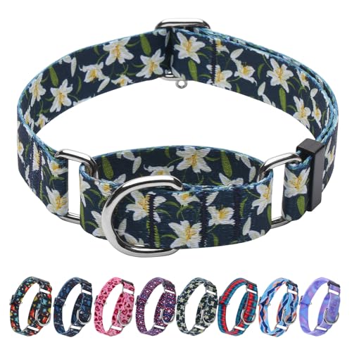 Hikiko Martingale-Halsband ohne Schnalle, süßes Mädchen, weiblich, florales Hundehalsband für große Hunde, Lilie, Größe L Hikiko Martingale-Halsband ohne Schnalle, süßes Mädchen, weiblich, florales Hundehalsband für große Hunde, Lilie, Größe L von Hikiko