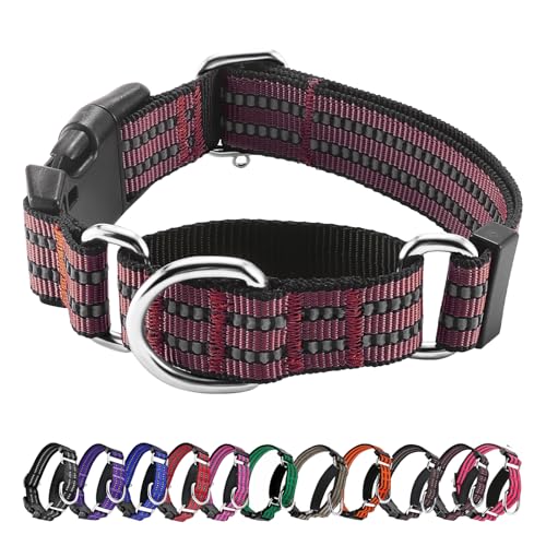 Hikiko Martingale Hundehalsband, reflektierend, Nylon, mit Schnellverschluss-Schnalle, verstellbar, Training, rutschfest, Größe M, Burgunderrot Hikiko Martingale Hundehalsband, reflektierend, Nylon, mit Schnellverschluss-Schnalle, verstellbar, Training, rutschfest, Größe M, Burgunderrot von Hikiko