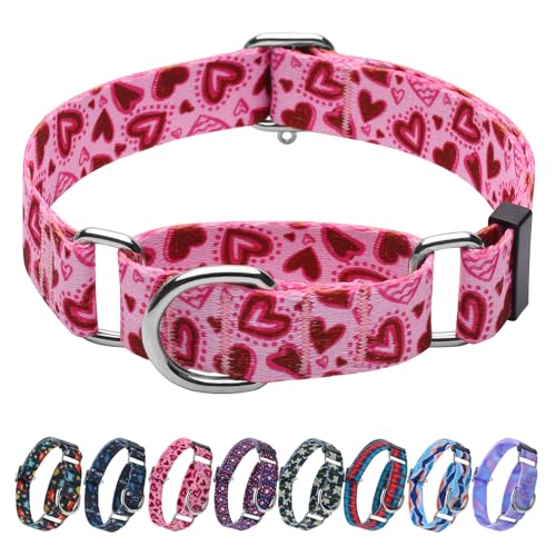 Hikiko Martingale-Hundehalsband mit rosa Herzen, ohne Schnalle, hübsch, Valentinstags-Hundehalsband für kleine Hunde, Liebe, Größe S Hikiko Martingale-Hundehalsband mit rosa Herzen, ohne Schnalle, hübsch, Valentinstags-Hundehalsband für kleine Hunde, Liebe, Größe S von Hikiko