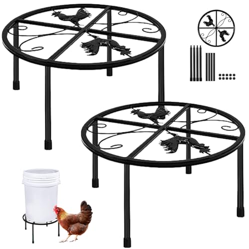 Hummingbird Feeder, Hühnerfutterständer 2pcs Metallständer für Hühnerwasserer Runde Hühnerwasserhalter mit 4 Beinen Hühner Coop Accessoires für Coop Geflügel von Hilai