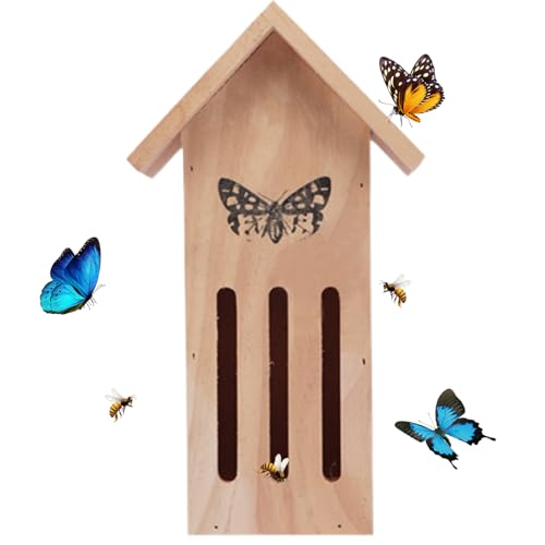 Schmetterlingshaus, Schmetterlingshäuser für Außenseite, Holzfuttermittel, wetterfestes Insektenhotel, 11,2 x 3,9 x 3,2 Zoll Bug Hotel für Motten, Ladybird, Lacewings von Hilai