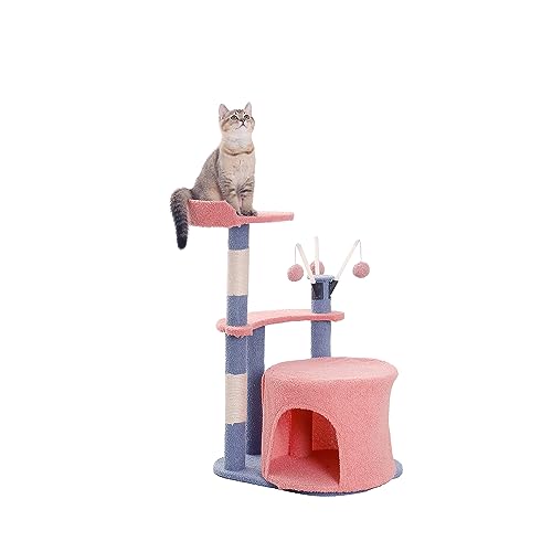 Katzenbaum und Turm mit Sisal-Überzug für Katzen, 2-stöckig, Plattform, Kätzchen, Aktivitätszentrum mit lustigem baumelnden Spielzeug für Kätzchen, Katzen und Haustiere (Stil D) von Hilarious