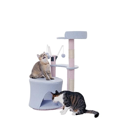Katzenbaum und Turm mit Sisal-Überzug für Katzen, 2-stöckig, Plattform, Kätzchen, Aktivitätszentrum mit lustigem baumelnden Spielzeug für Kätzchen, Katzen und Haustiere (Stil E) von Hilarious