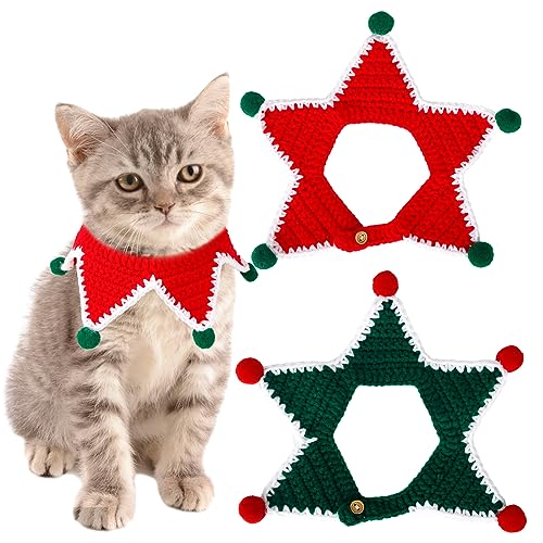 2 Stück Dekoratives Pentagramm Lätzchen für Hund Katze Weihnachten Haustier Halsband Hundehalsband aus weicher bequemer Baumwolle Personalisierte Haustierzubehör Halsbänder von Hileyu