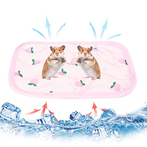 2Pcs Kleintiere Kühlmatte Bett Kaninchen Hamster Kühlkissen Sommer EIS Seide Schlafbett für kleine Haustiere Welpe Meerschweinchen Hamster Kaninchen Hamster Katze (Pfirsich) von Hileyu