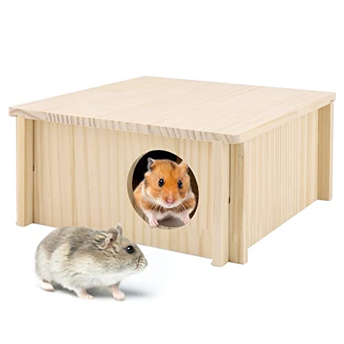 Hamster Holzhaus mehrkammernhaus Hamster Holz Meerschweinchen Haus für Käfig Haustier Holzhaus 2 Kammern nager Haus Hamster-Versteckhaus Holz für kleine Haustiere Chinchilla Ratte Rennmäuse Platz von Hileyu