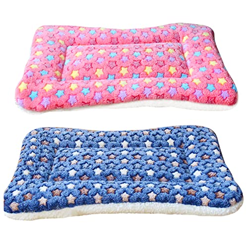 Hileyu 2 STK Kleintier Plüschbett,Warme Katze Hunde Decke Schlafkissen Pet Pad Flauschige Bettmatte für Meerschweinchen, Hamster, Kaninchen, Kätzchen, Häschen, 30 x 30cm (Rosa, dunkelblau) von Hileyu