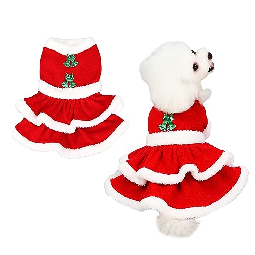 Weihnachten Hundekostüm niedlich Haustier Röcke Winter Haustier Hundekleidung warm Plüsch Haustier Kleid Weihnachten Katzen Kleidung Haustier Outfit für kleine mittlere Hund Katzen (4-6kg) von Hileyu