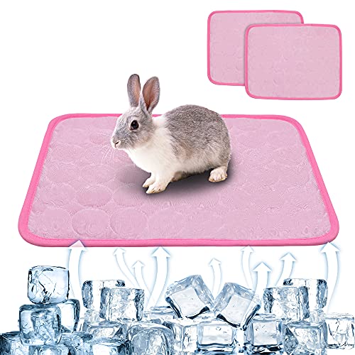 Hilihali Kühlmatte für Kaninchen, kühlendes Sommerbett für Kätzchen, Meerschweinchen, Hamster, kleine Tiere, Rosa, 2 Stück von Hilihali