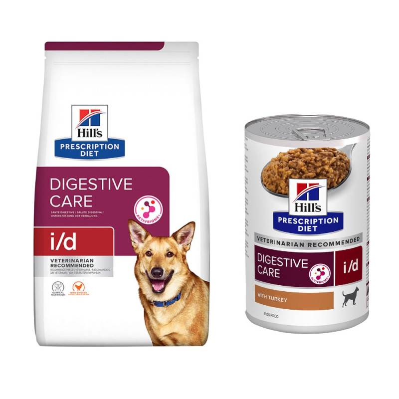 12 kg Hill's Prescription Diet + 3 x 360 g / 370 g passendes Nassfutter gratis! - 12 kg i/d Digestive Care mit Huhn + 3 x 360 g i/d Digestive Care mit Truthahn von Hill's Prescription Diet
