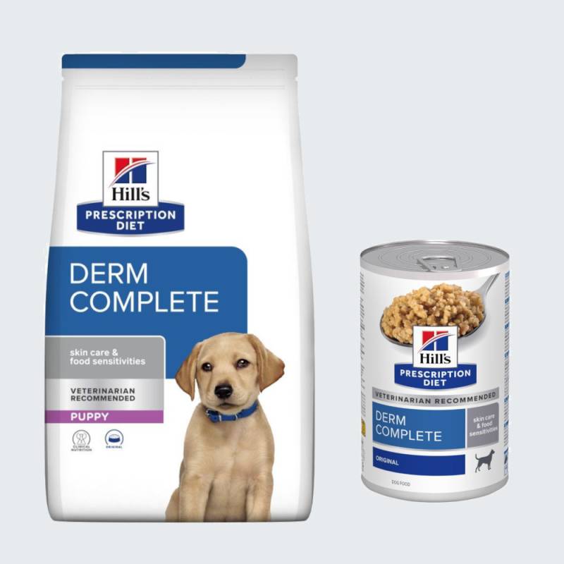 12 kg Hill's Prescription Diet + 3 x 370 g Derm Complete Nassfutter gratis! - Derm Complete Puppy von Hill's Prescription Diet