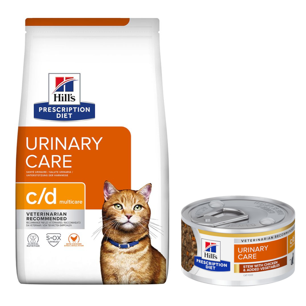 8 kg Hill's Prescription Diet Trockenfutter + 6 x 82 g passendes Nassfutter gratis! - c/d Multicare Urinary Care Huhn + 6 x 82 g mit Huhn & Gemüse von Hill's Prescription Diet