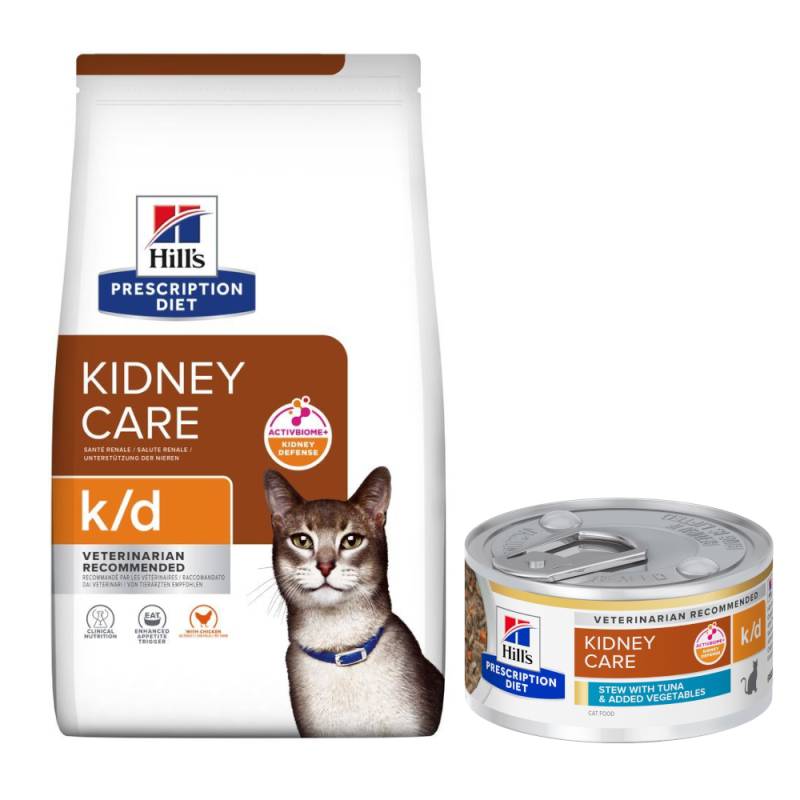 8 kg Hill's Prescription Diet Trockenfutter + 6 x 82 g passendes Nassfutter gratis! - k/d Kidney Care mit Huhn + 6 x 82 g Ragout mit Thunfisch & zugefügtem Gemüse von Hill's Prescription Diet