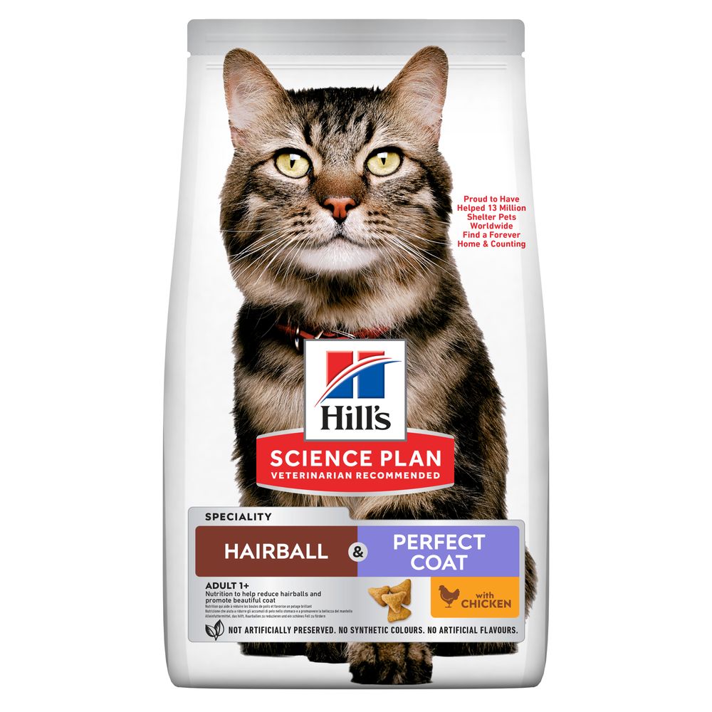 2 + 1 gratis! 3 x 1,5 kg / 2,5 kg Hill's Science Plan - Hairball & Perfect Coat Adult Huhn (3 x 1,5 kg) von Hill's Science Plan