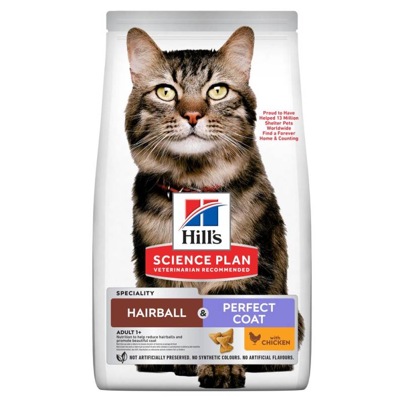 2 + 1 gratis! 3 x 1,5 kg / 2,5 kg Hill's Science Plan - Hairball & Perfect Coat Adult Huhn (3 x 1,5 kg) von Hill's Science Plan