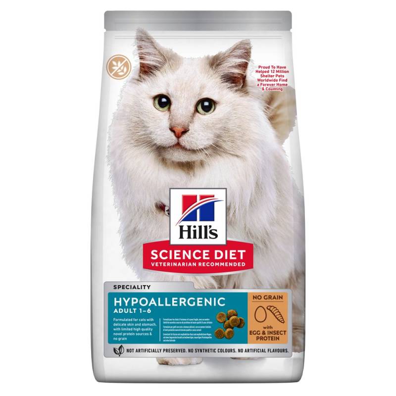 2 + 1 gratis! 3 x 1,5 kg / 2,5 kg Hill's Science Plan - Hypoallergenic Adult No Grain mit Ei & Insektenprotein (3 x 1,5 kg) von Hill's Science Plan