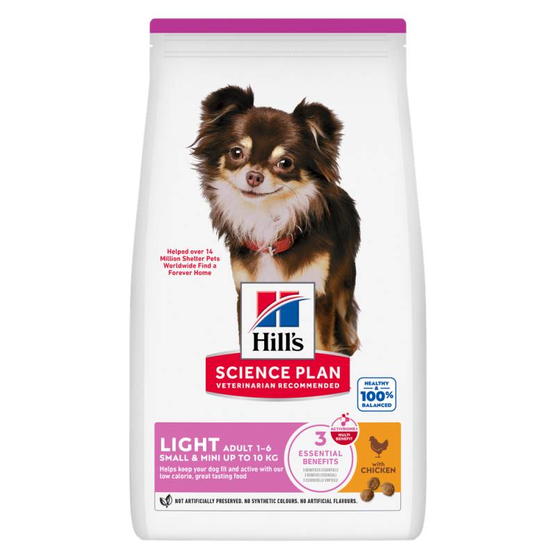 2 + 1 gratis! 3 x 1,5 kg / 2 kg / 2,5 kg Hill's Science Plan  - Adult 1-6 Light Small & Mini mit Huhn (3 x 1,5 kg) von Hill's Science Plan