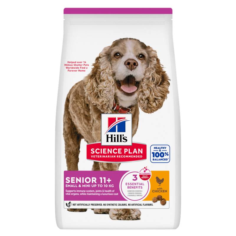 2 + 1 gratis! 3 x 1,5 kg / 2 kg / 2,5 kg Hill's Science Plan  - Senior 11+ Small & Mini mit Huhn (3 x 1,5 kg) von Hill's Science Plan