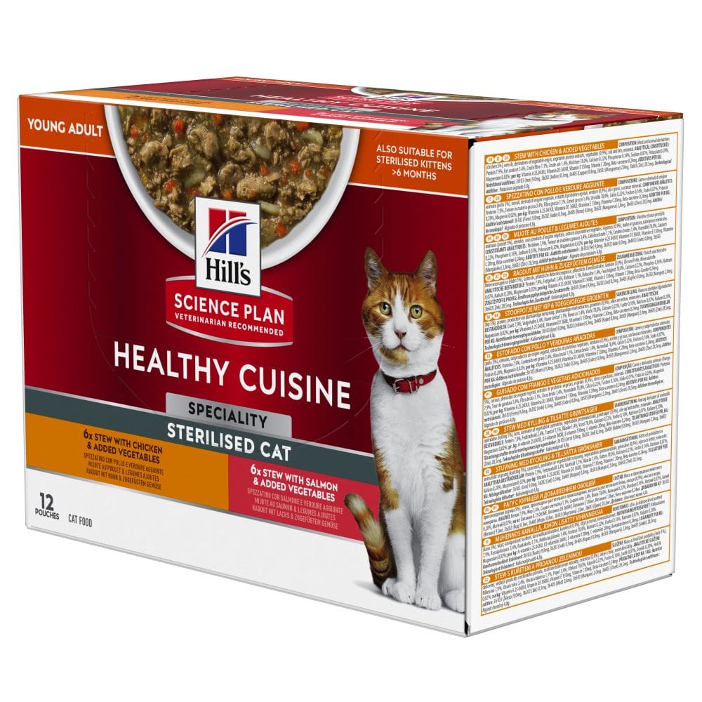 Hill's Science Plan Adult Healthy Cuisine Sterilised mit Huhn & Lachs - 12 x 80 g von Hill's Science Plan