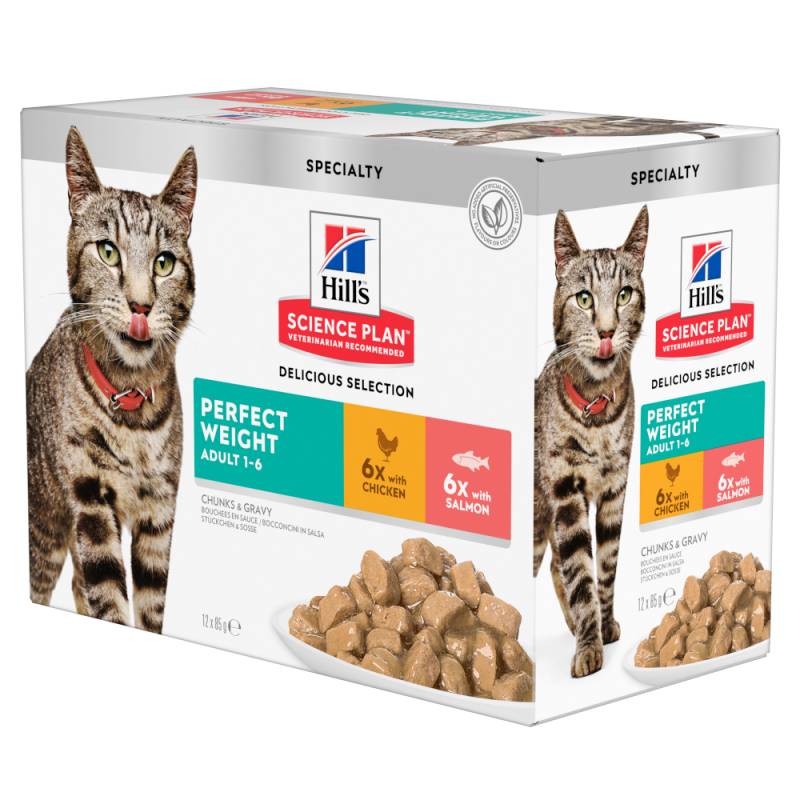 Hill's Science Plan Adult Perfect Weight Huhn - Ergänzend: 12 x 85 g Hill's Science Plan Perfect Weight Huhn & Lachs von Hill's Science Plan
