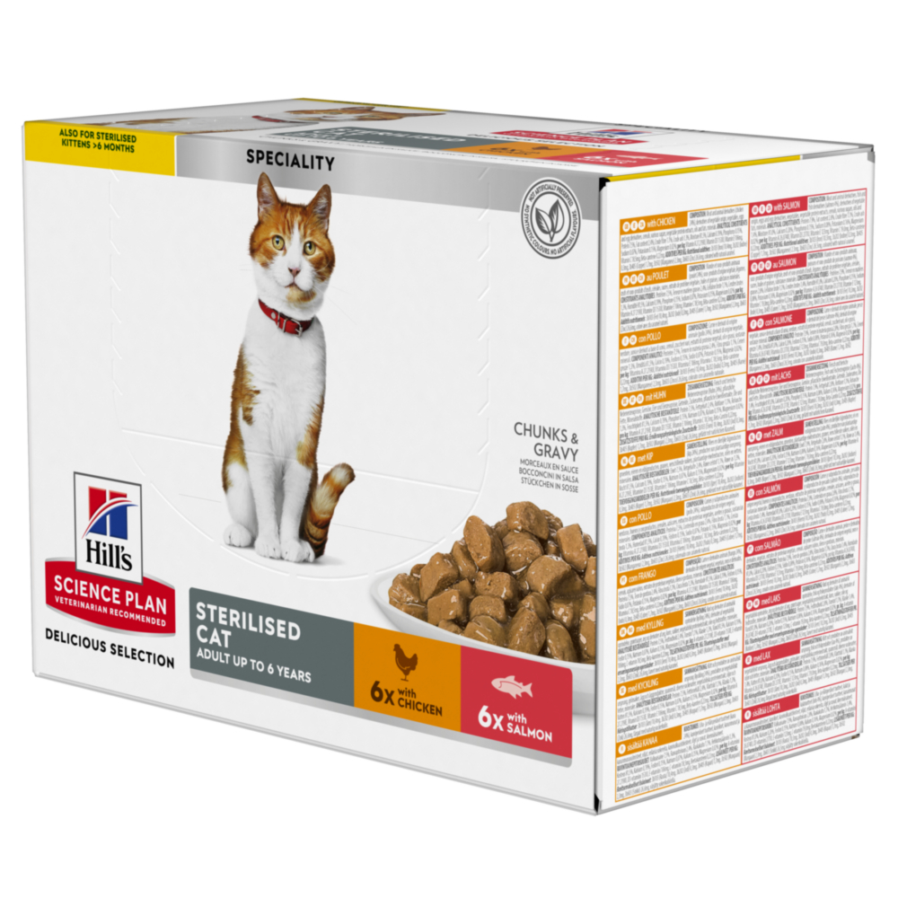 Hill's Science Plan Adult Sterilised Huhn - Ergänzend: 12 x 85 g Hill's Science Plan Young Adult Sterilised Huhn & Lachs Hill's Science Plan Adult Sterilised Huhn - Ergänzend: 12 x 85 g Hill's Science Plan Young Adult Sterilised Huhn & Lachs von Hill's Science Plan