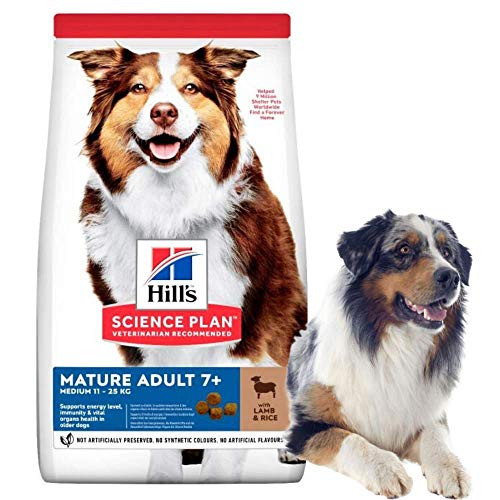 Hill's Canine Mature Adult Senior 7+ Lamm & Reis12kg, 1er Pack (1 x 12 kg Packung) - Hundefutter von Hill's