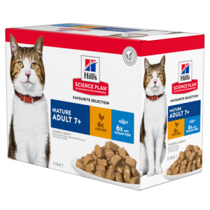 Hill's Mature/Senior Pouch Favourite Selection Katzenfutter 12 Beutel von Hill's