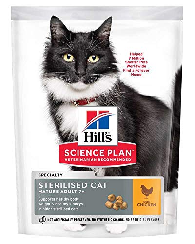 Hills Science Plan Mature Adult 7+ sterilised Cat Trockenfutter Geschmack Huhn für sterilisierte Katzen, 300 g Hills Science Plan Mature Adult 7+ sterilised Cat Trockenfutter Geschmack Huhn für sterilisierte Katzen, 300 g von Hill's